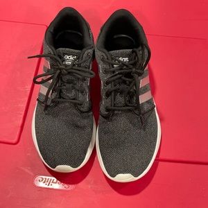 Dark grey and silver adidas running shoes